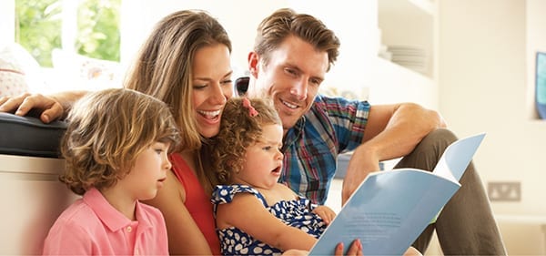 family reading at home